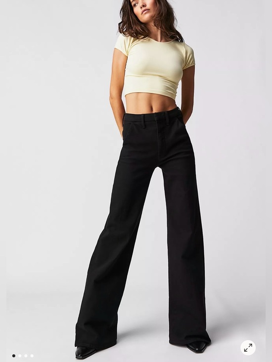 MOTHER Denim - Mother The Roller Prep Heel Jeans Women's 28 Black Wide Leg Stretch High Rise